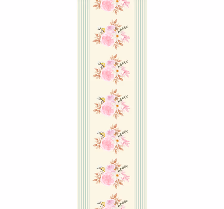 Retro roller blind french provincial stripe floral - TenStickers