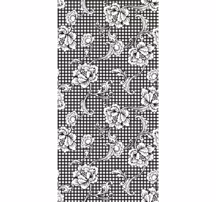 Retro roller blind black and white vintage gingham - TenStickers