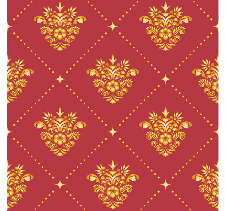 Retro roller blind golden damask pattern - TenStickers