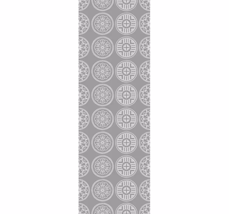 Retro roller blind with grey korean patterns - TenStickers