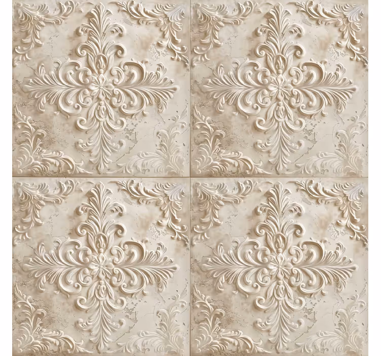 Retro roller blind in beige tile design - TenStickers