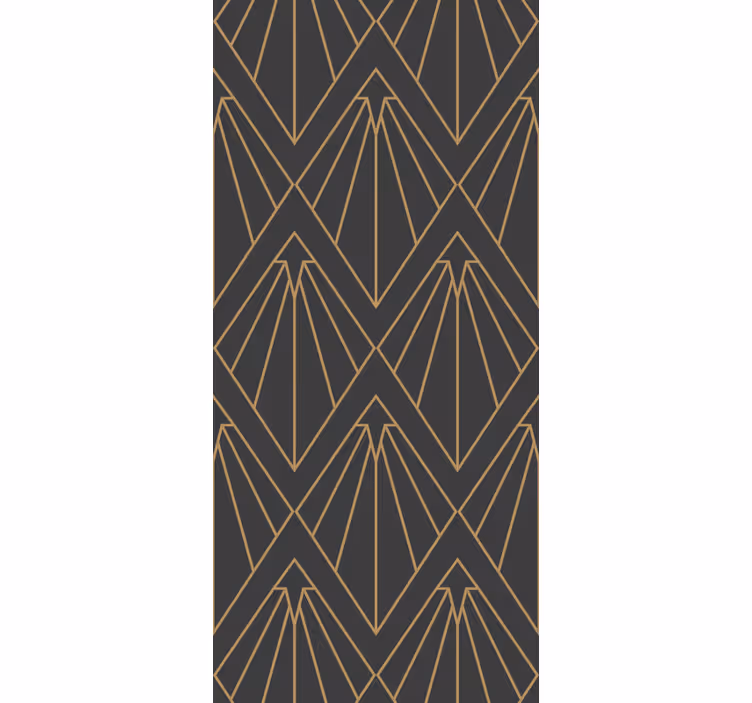 Retro roller blind in gold diamond line art style - TenStickers