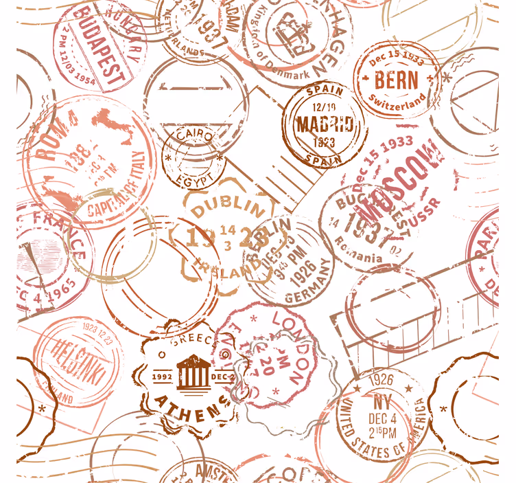Retro roller blind with vintage stamps design - TenStickers