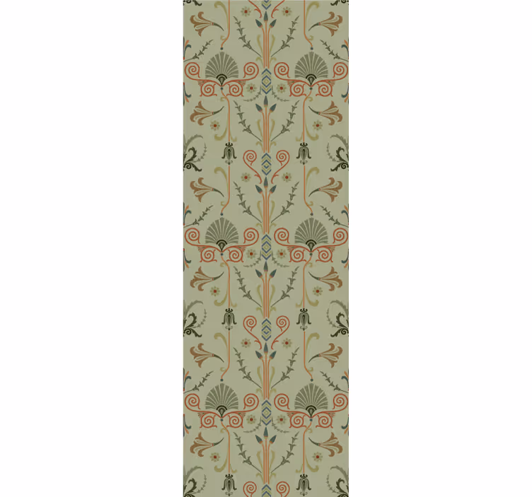 Retro roller blind green floral classic pattern - TenStickers