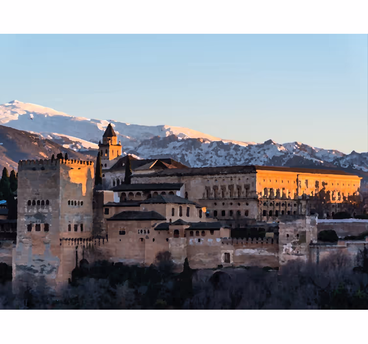 Living room blind alhambra of granada at dusk - TenStickers