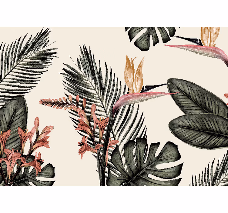 Living room blind tropical charcoal - TenStickers