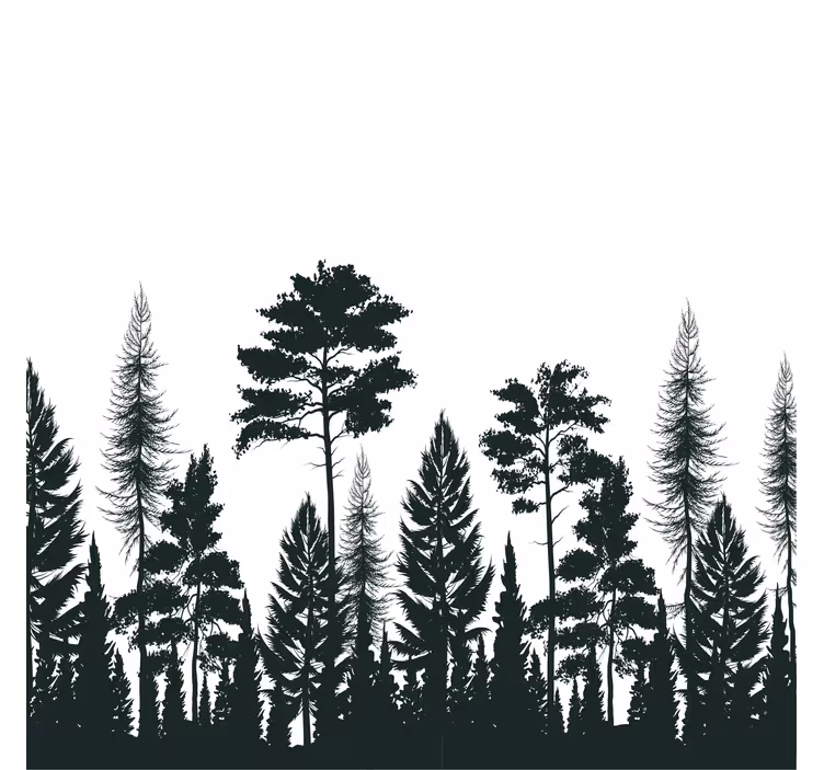 Living room blind pine trees silhouette - TenStickers