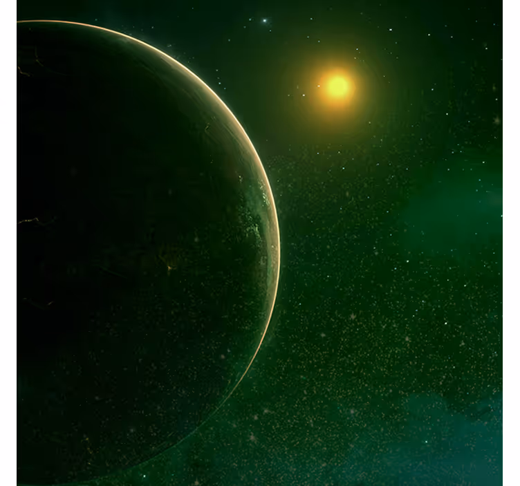 Living room blind green planet satellite design - TenStickers
