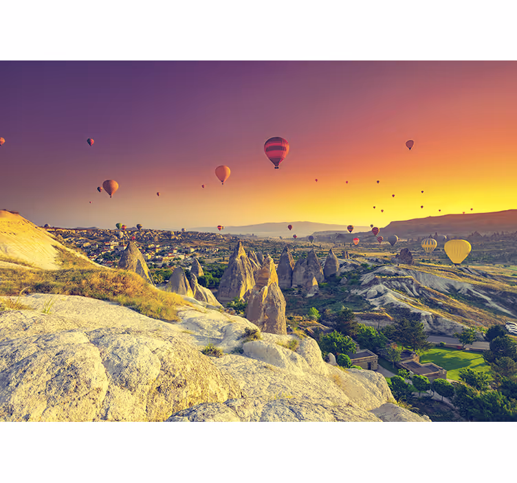 Blind bedroom with hot air balloons over cappadocia - TenStickers