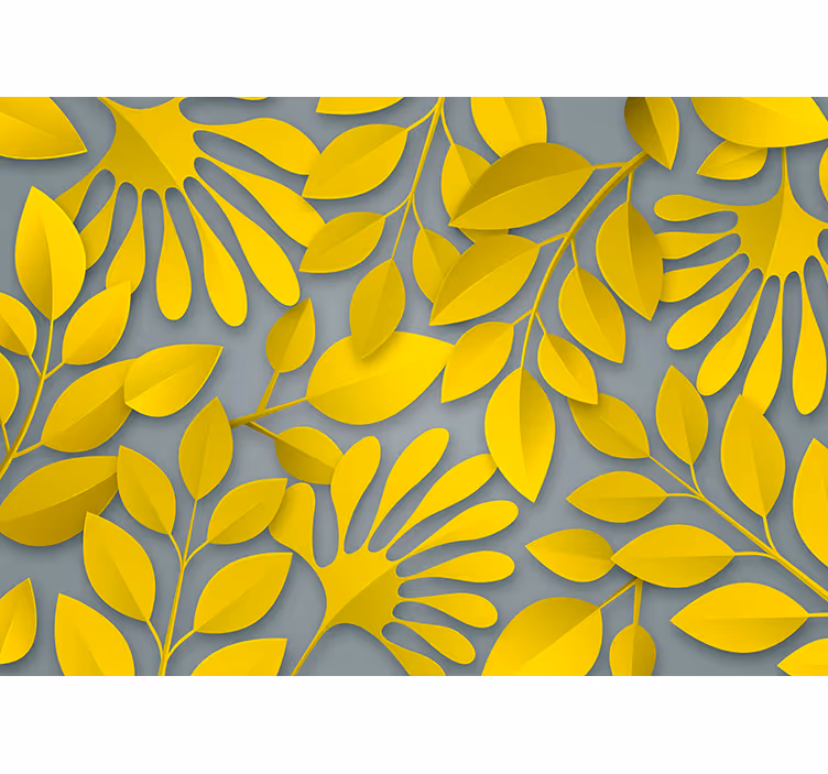 Blind bedroom in grey and yellow leaves - TenStickers