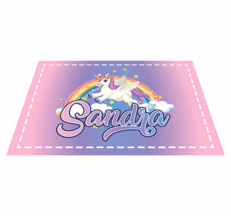 Customised name cute unicorn  and rainbow kids placemat - TenStickers
