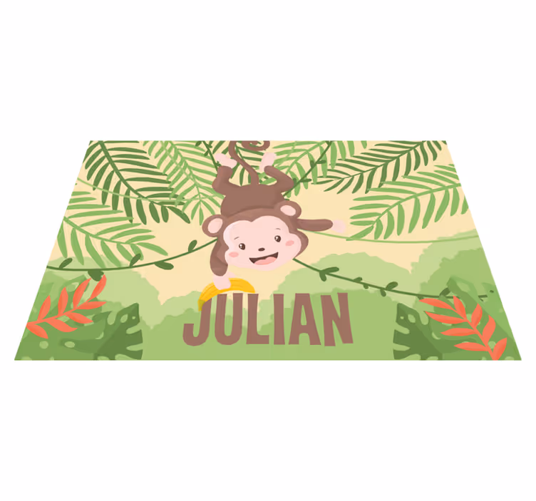 Little monkey on branch personalised kids placemat - TenStickers