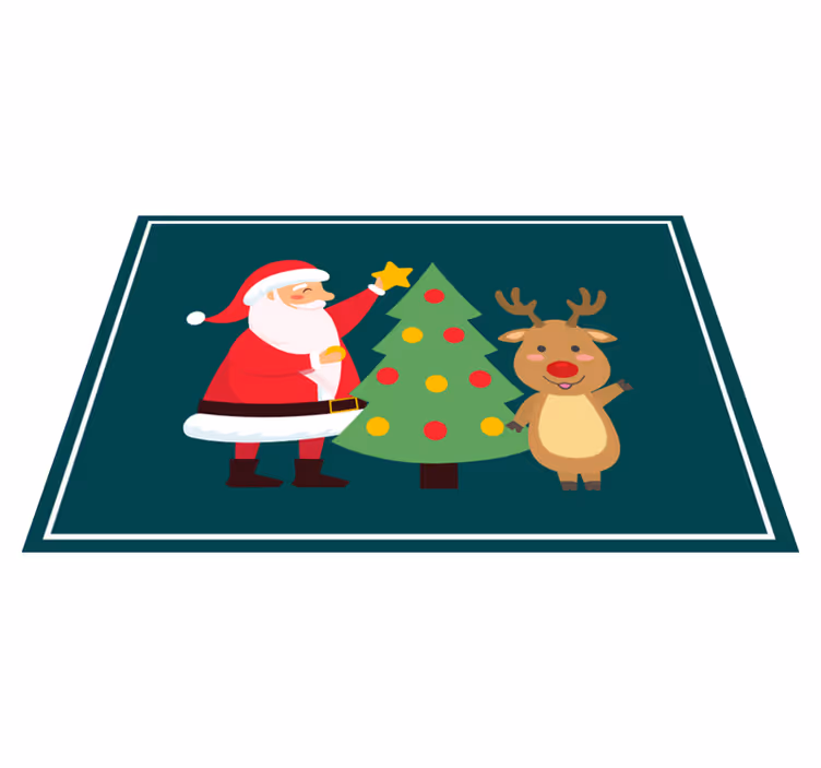 Happy Santa and Reindeer Christmas placemats - TenStickers