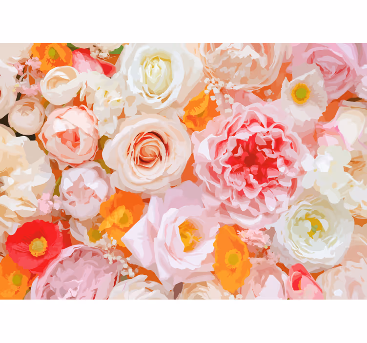 Roses in pastel colors flower wall mural - TenStickers