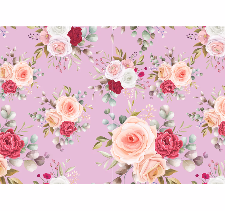 Pink vintage design flower wall mural - TenStickers