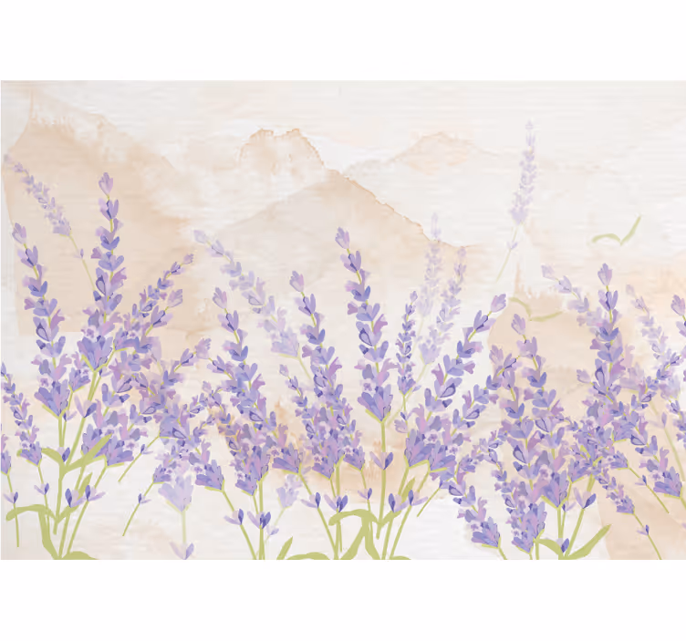Lavender Fields Scene flower wall mural - TenStickers