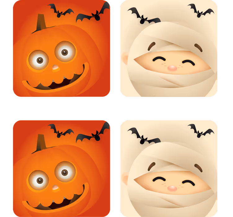 Halloween coaster cheerful pumpkin and mummy - TenStickers