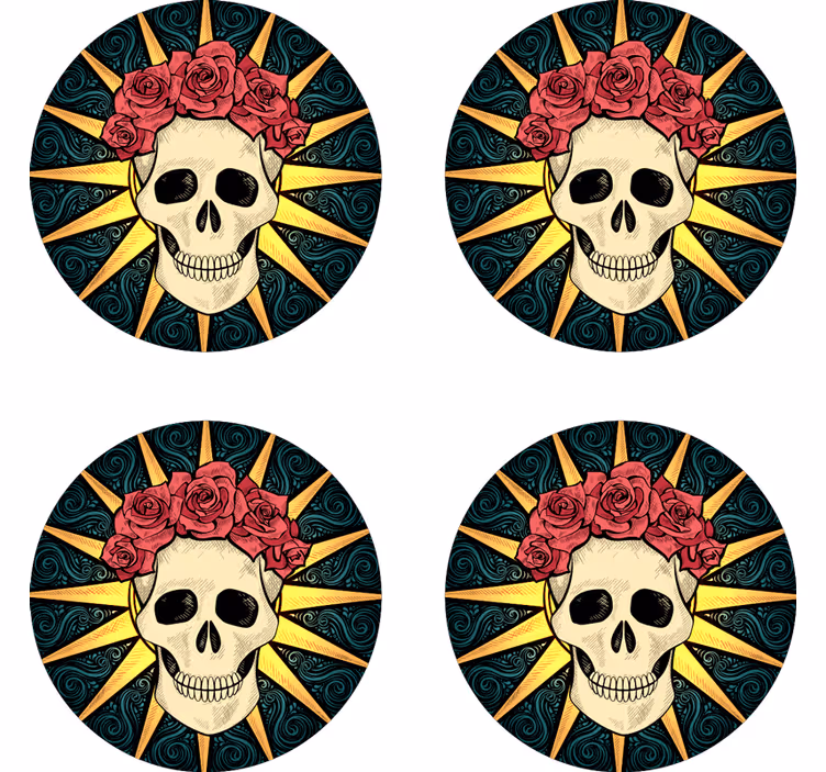 women skull with rose halloween coaster - TenStickers