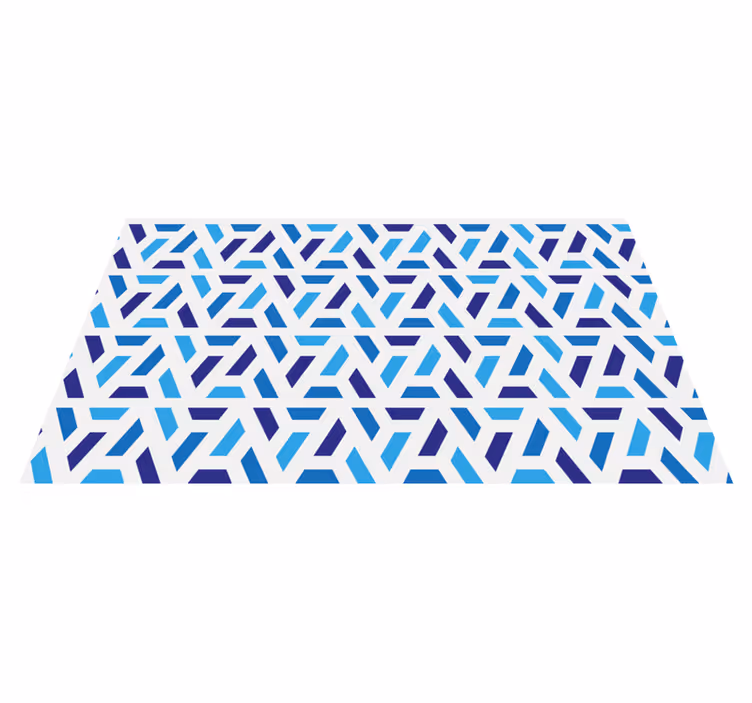 Blue geometric pattern tile carpet - TenStickers
