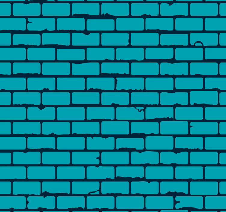 Teal Brick Illusion bricks wallpaper - TenStickers