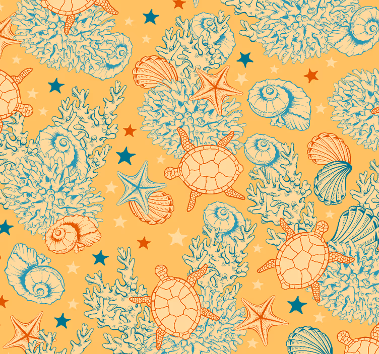 Marine Motif Ensemble fishes wallpaper - TenStickers