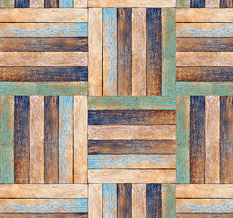 Wooden Block Pattern living area wallpaper - TenStickers