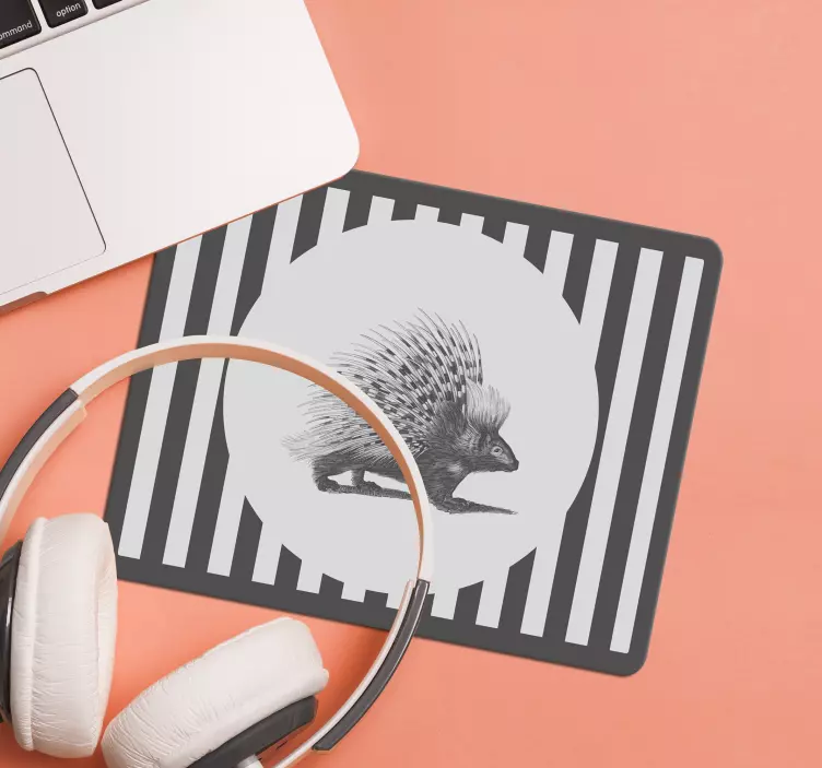 Black and white hedgehog mouse pad - TenStickers