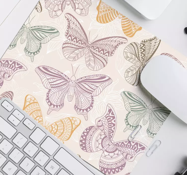 Colorful Butterfly Motif mouse pad pattern - TenStickers