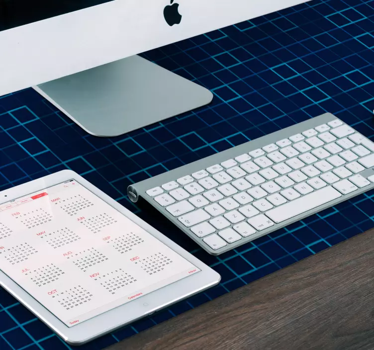 Dark blue geometric patterns XXL mouse pad - TenStickers