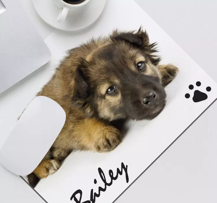 Personalised Dog Photo and Name mouse mat - TenStickers