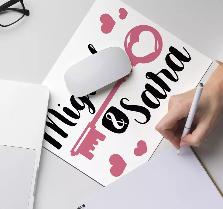 Romantic key personalised mouse mat - TenStickers