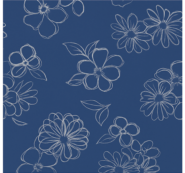 Blue outline florals master bedroom shades - TenStickers