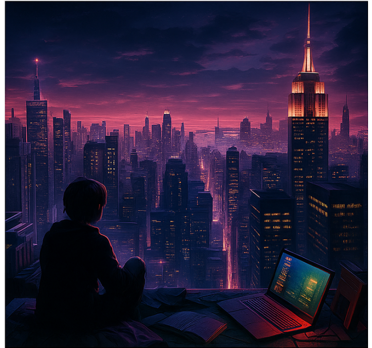 Futuristic skyscaper gamer view  blind geek - TenStickers