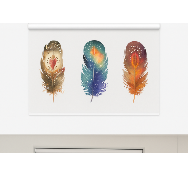 Colourful tribal inspired feathers  dining room blind - TenStickers