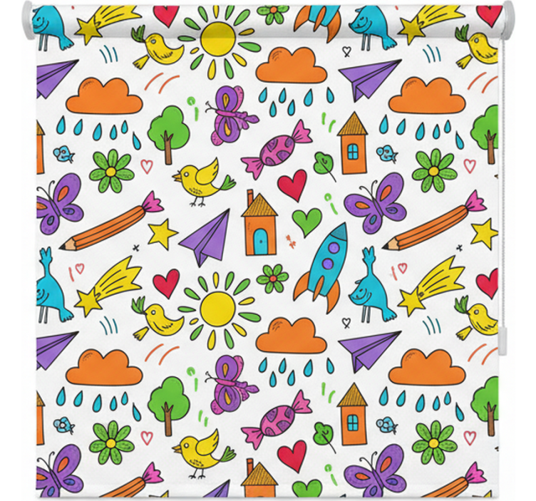 Scandinavian blind with whimsical doodle design - TenStickers