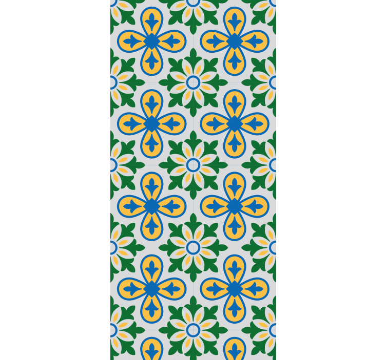 Blind kitchen yellow and blue portuguese tile - TenStickers