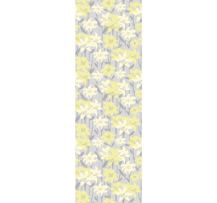 Dining room blind with yellow flowers on grey - TenStickers