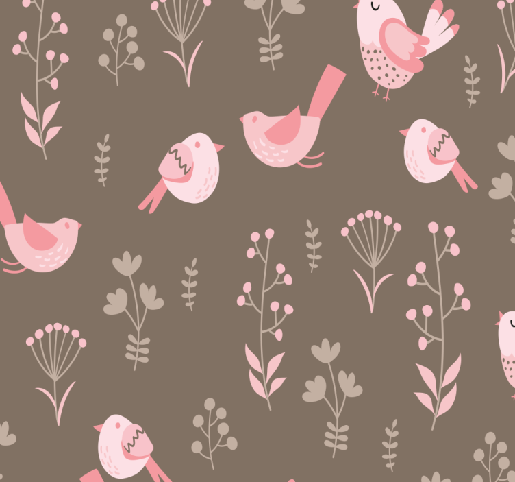 Dining room blind with vintage pink birds design - TenStickers