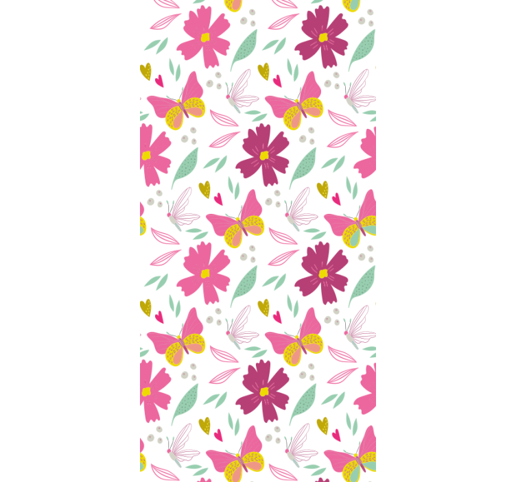 Blind children pink and yellow flower butterfly pattern - TenStickers