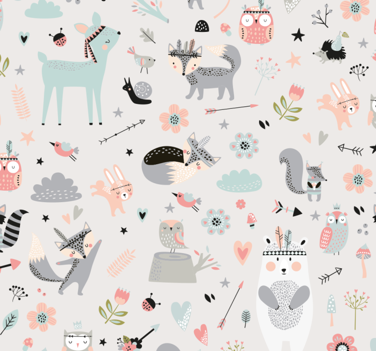 Blind children nordic style pink forest décor - TenStickers