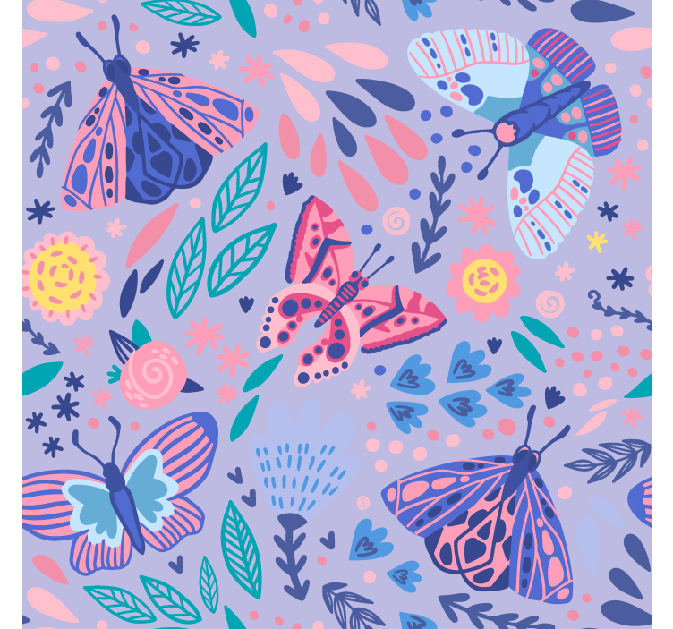 Blind children butterflies in purple tones - TenStickers