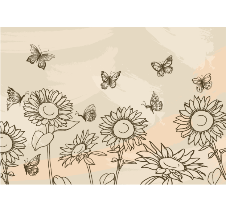 Blind kitchen in beige with sunflowers and butterflies - TenStickers