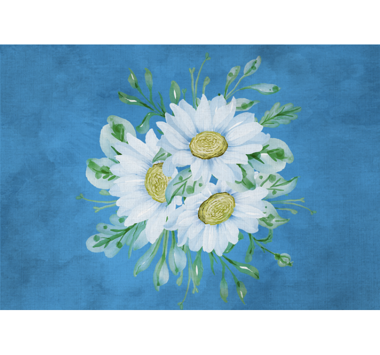 Blind kitchen white flowers on blue background - TenStickers