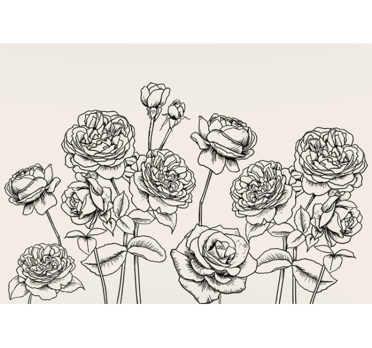 Blind kitchen black and white hand drawn roses - TenStickers