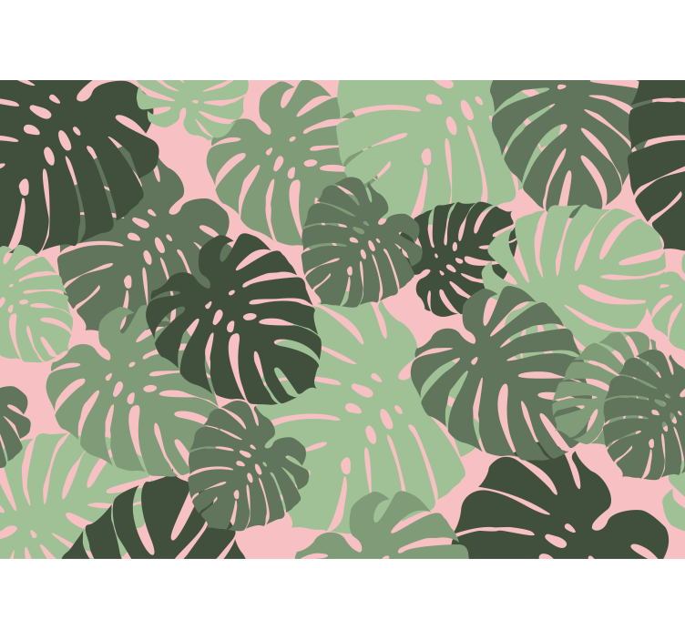 Blind kitchen with pink monstera leaves design - TenStickers
