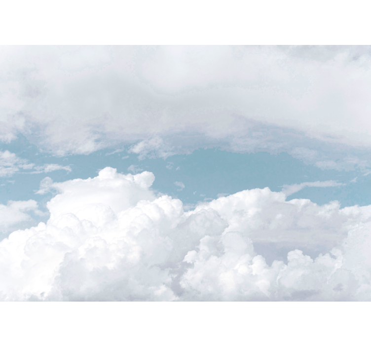 White window blind white fluffy clouds - TenStickers