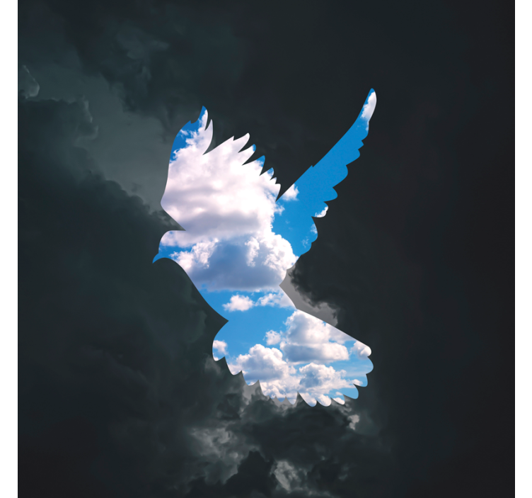 Living room blind inspired by rené magritte dove - TenStickers