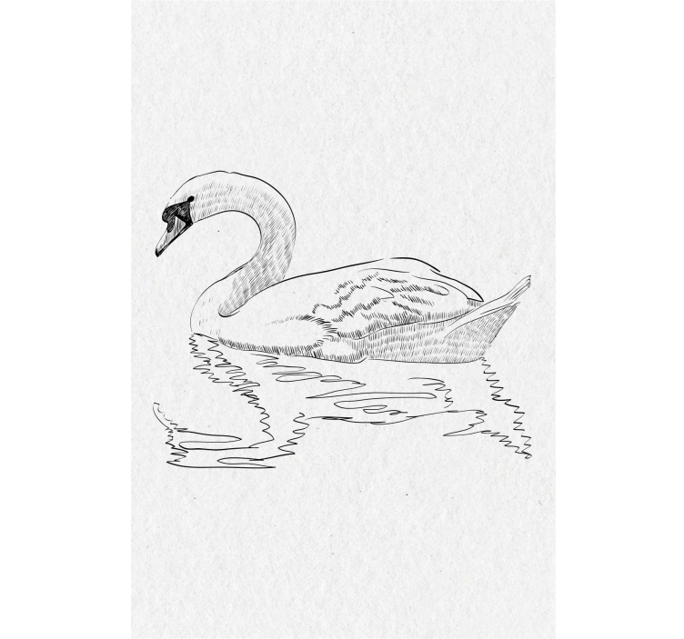 Living room blind sketch swan design - TenStickers