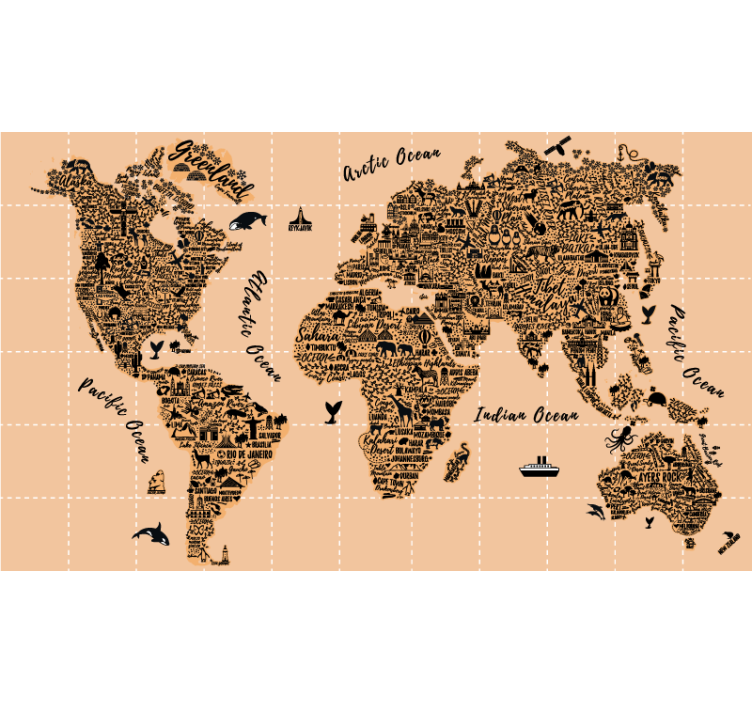 Iconic Landmarks world map roller blind - TenStickers