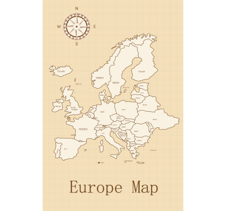 Europe on Beige Background world map roller blind - TenStickers